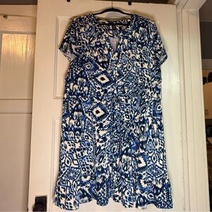 Robert Louis Blue and White Abstract Mini Dress